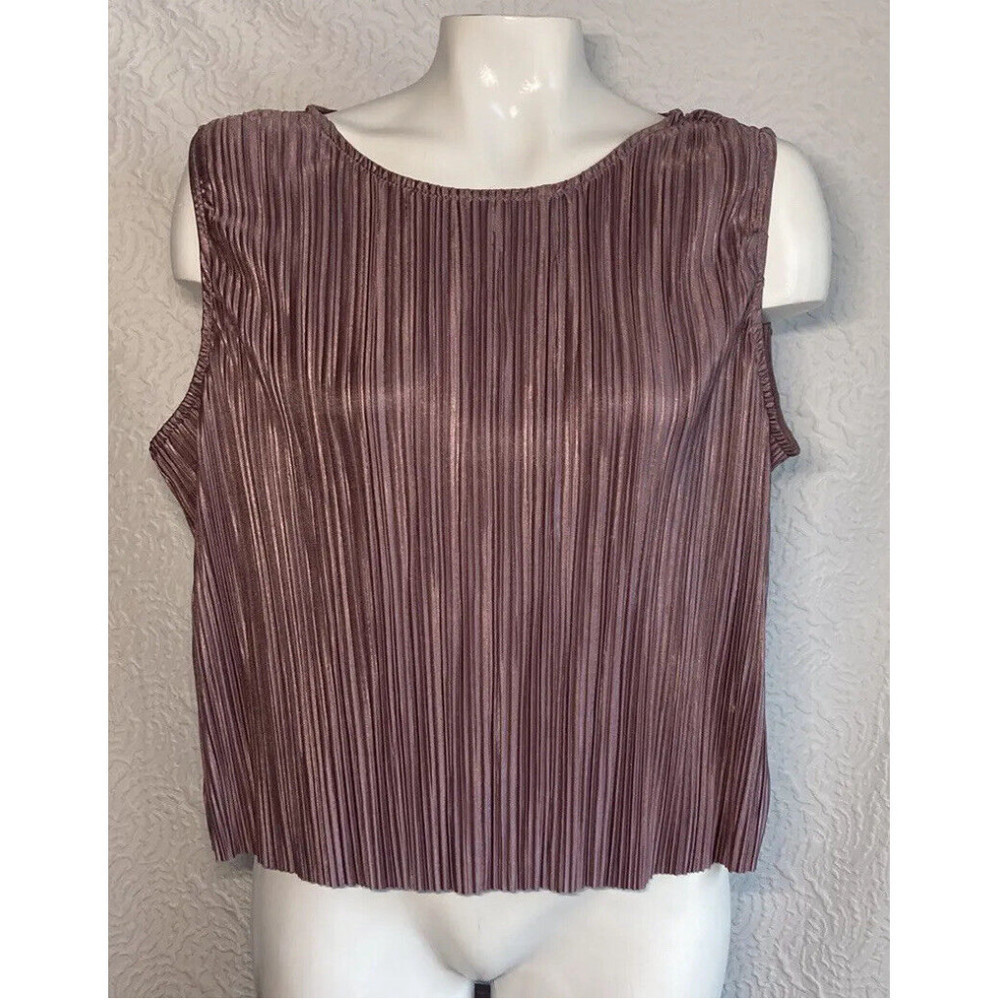 Everleigh Women NWT pink pleated crop Sleeveless Blouse top Shirt Size Large